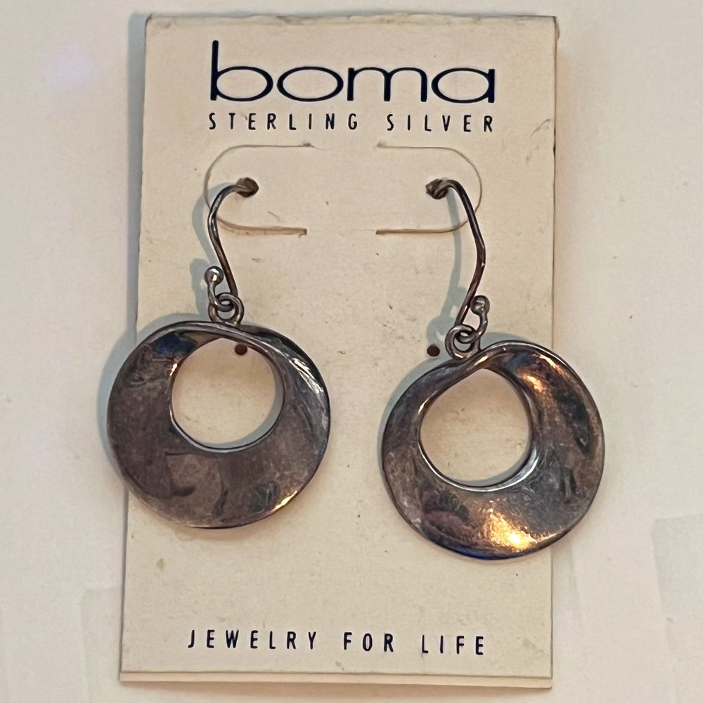Boma Sterling Silver Round Dangle Pierced Earrings